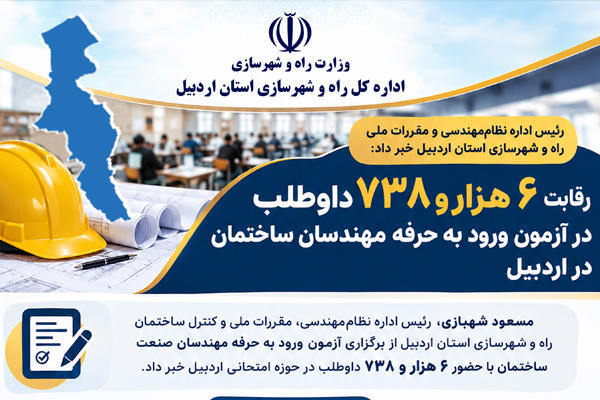 اطلاع نگاشت | رقابت ۶ هزار و ۷۳۸ داوطلب در آزمون ورود به حرفه مهندسان ساختمان در اردبیل